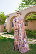 Baby Pink Paithani Silk Saree With Blouse Piece For Women