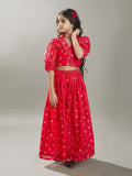 girls ethnic motifs printed design crop top with palazzos