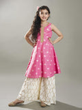 girls ethnic motifs woven design kurta with sharara