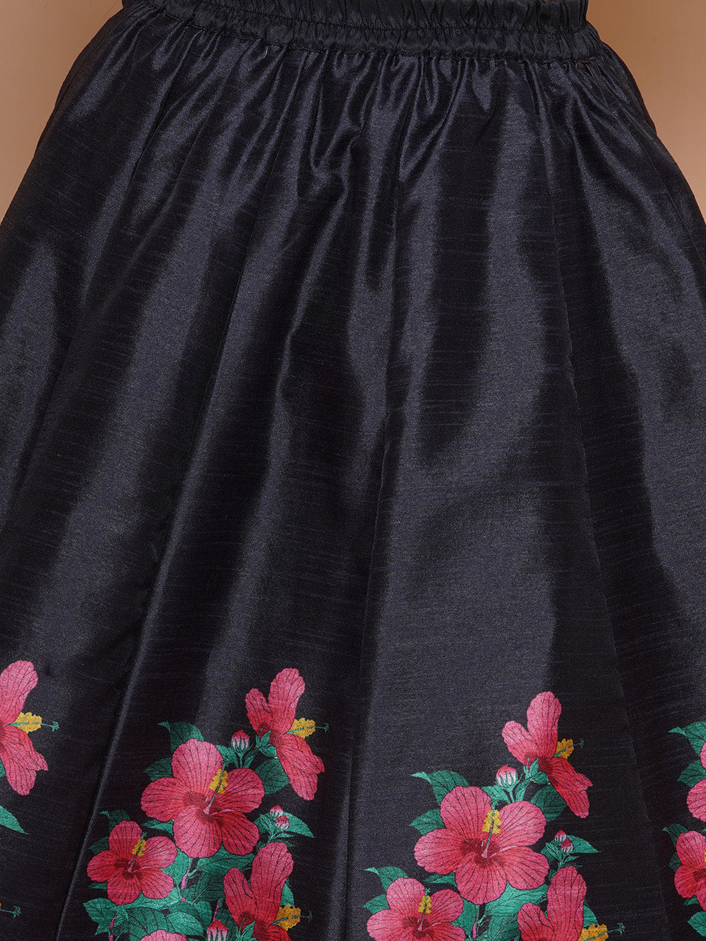 girls black floral printed ready to wear lehenga blouse