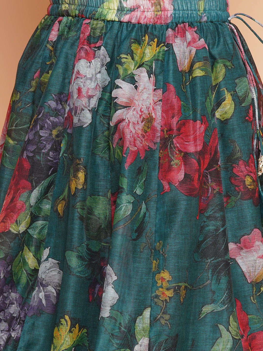girls green floral printed ready to wear lehenga blouse with dupatta