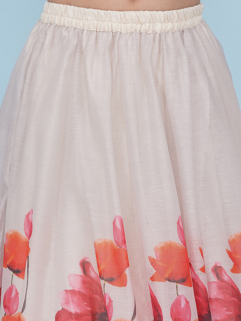 girls grey pink tulup flower digital print choli ready to wear lehenga
