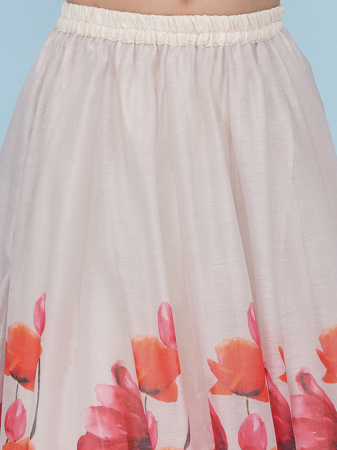 girls grey pink tulup flower digital print choli ready to wear lehenga
