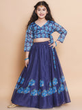 girls navy blue ready to wear choli lehenga