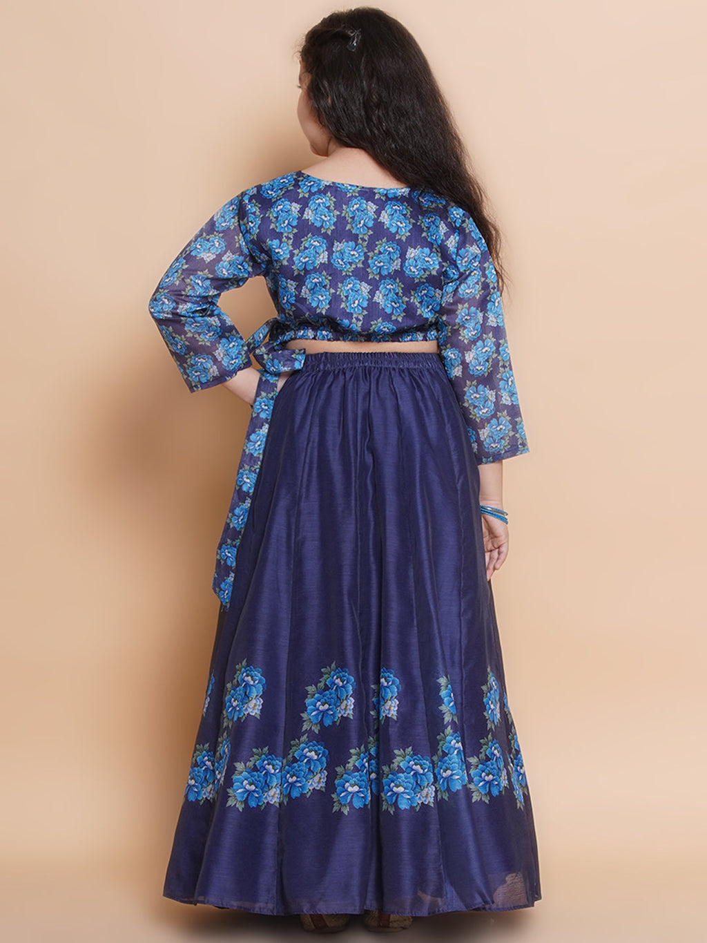 girls navy blue ready to wear choli lehenga