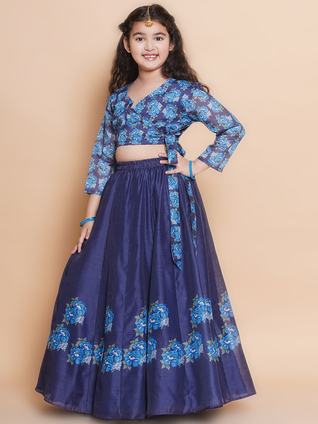 girls navy blue ready to wear choli lehenga