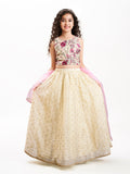 girls off white pink with embroidered ready to wear lehenga choli with dupatta
