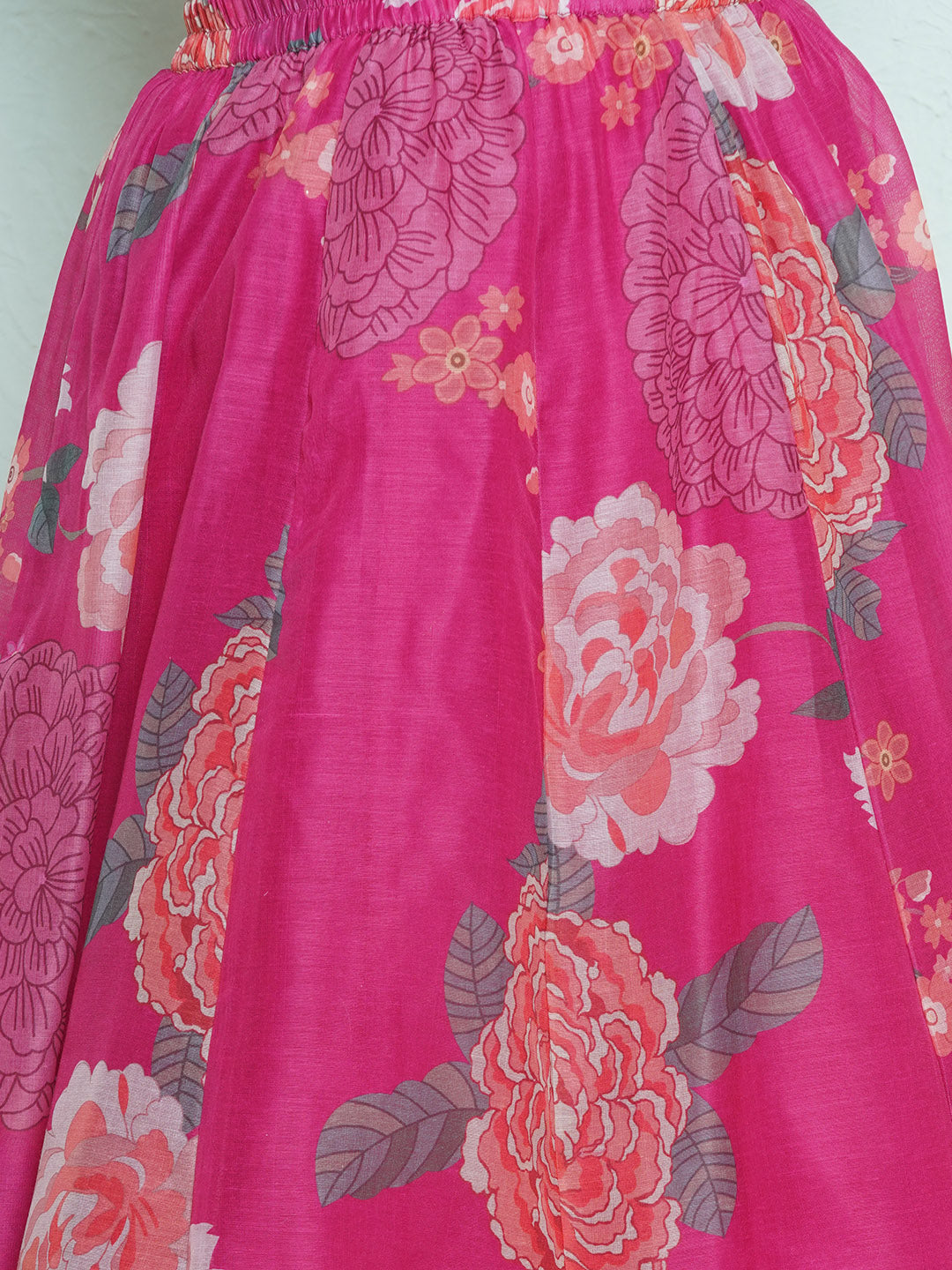 girls pink green multi printededed ready to wear lehenga choli with dupatta