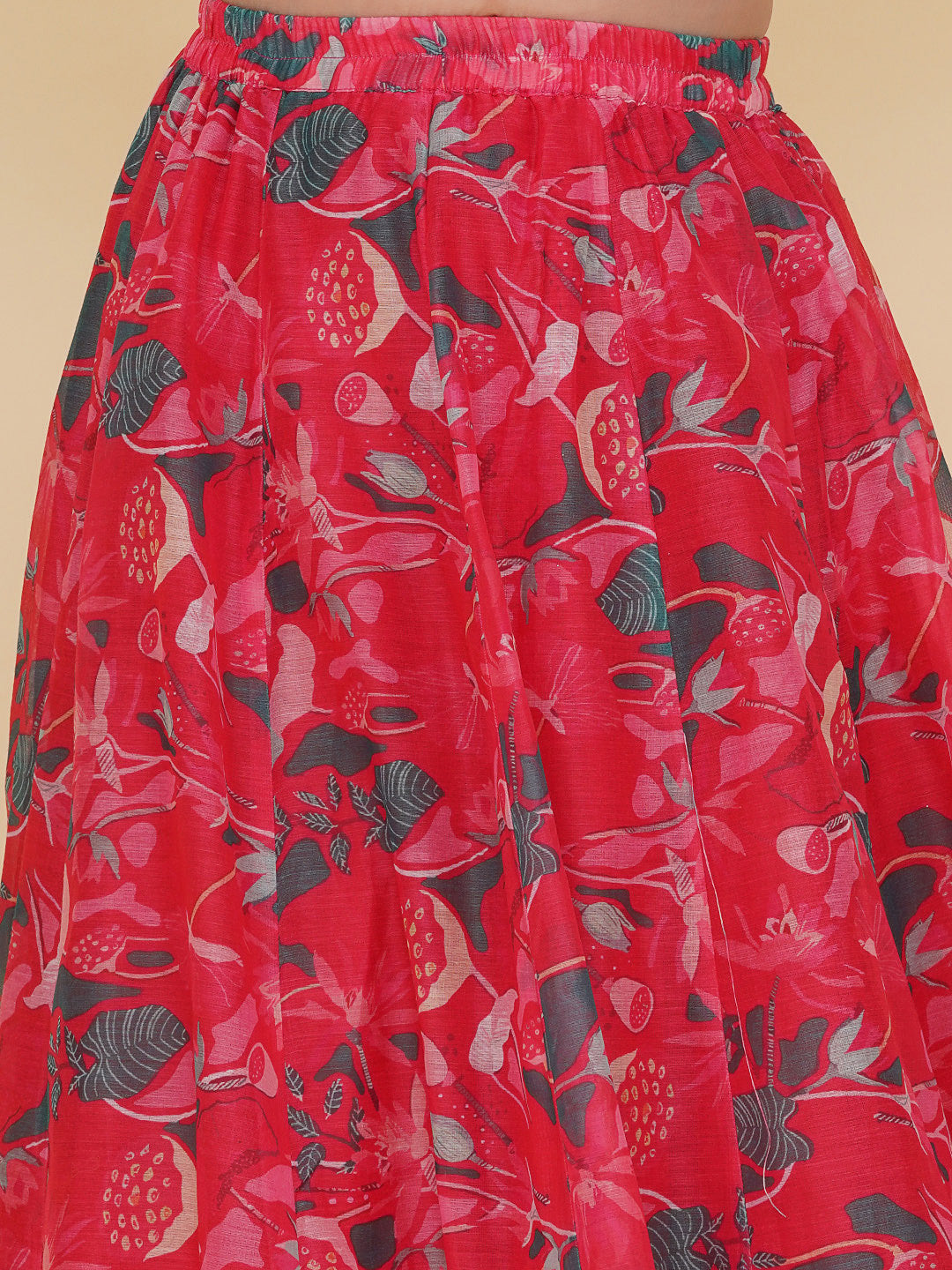 girls pink green printed choli cape style pink ready to wear lehenga