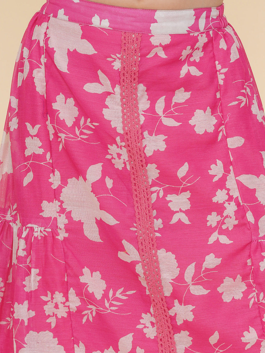 girls pink white printed top ready to wear skirt