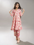 girls pink angrakha kurta with trousers