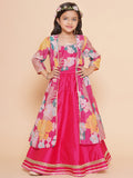 girls pink floral print top shrug with ready to wear skirts