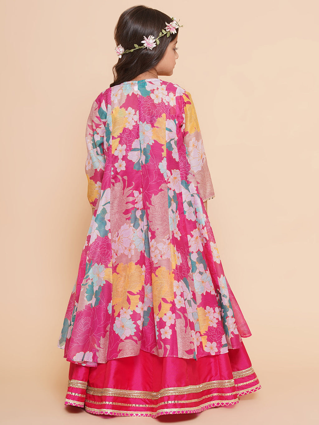 girls pink floral print top shrug with ready to wear skirts