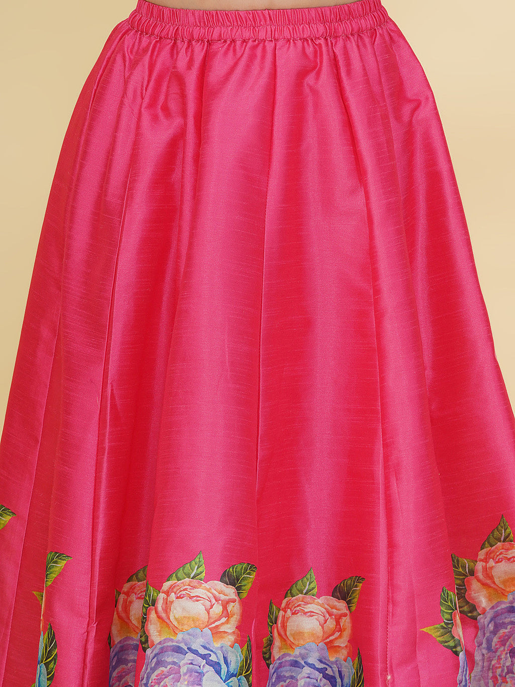 girls pink flower digital print ready to wear lehenga choli