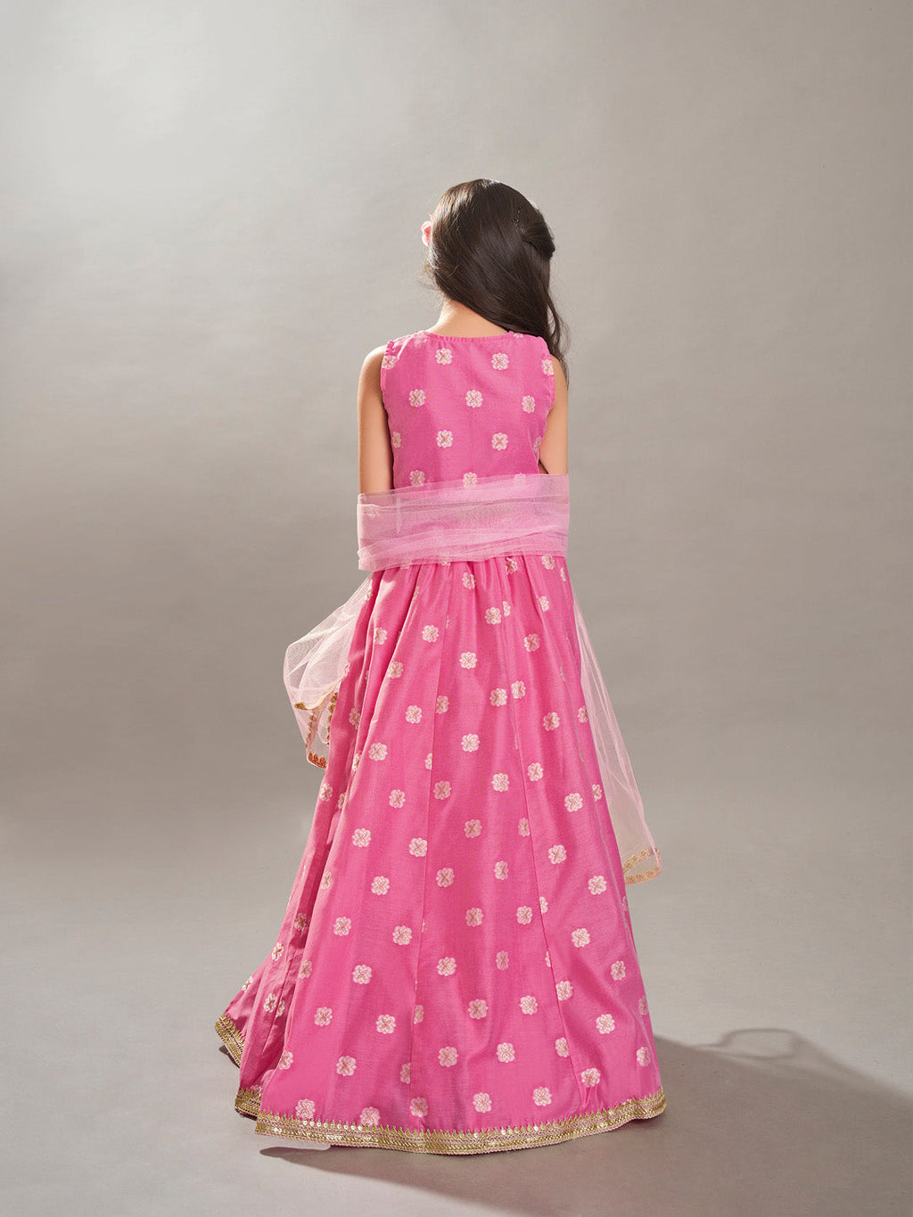 girls pink jacquard booti ready to wear lehenga choli with dupatta