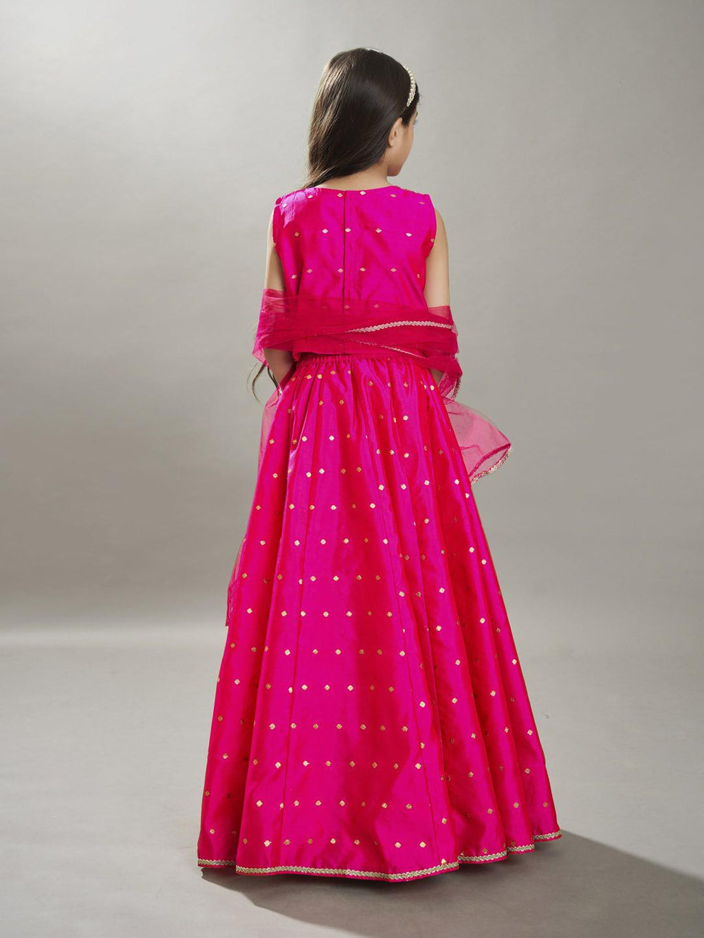 girls pink with embroidered ready to wear lehenga choli with dupatta