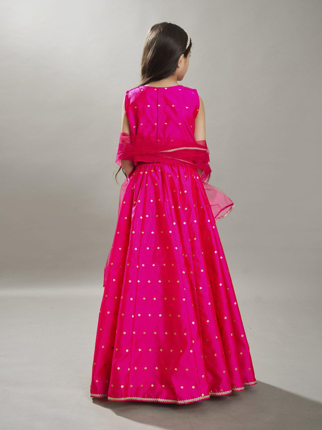 girls pink with embroidered ready to wear lehenga choli with dupatta
