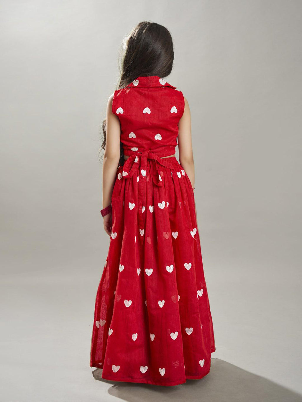 girls red white embroidered ready to wear lehenga choli