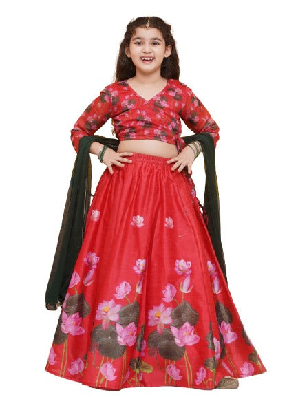 girls red ready to wear choli lehenga