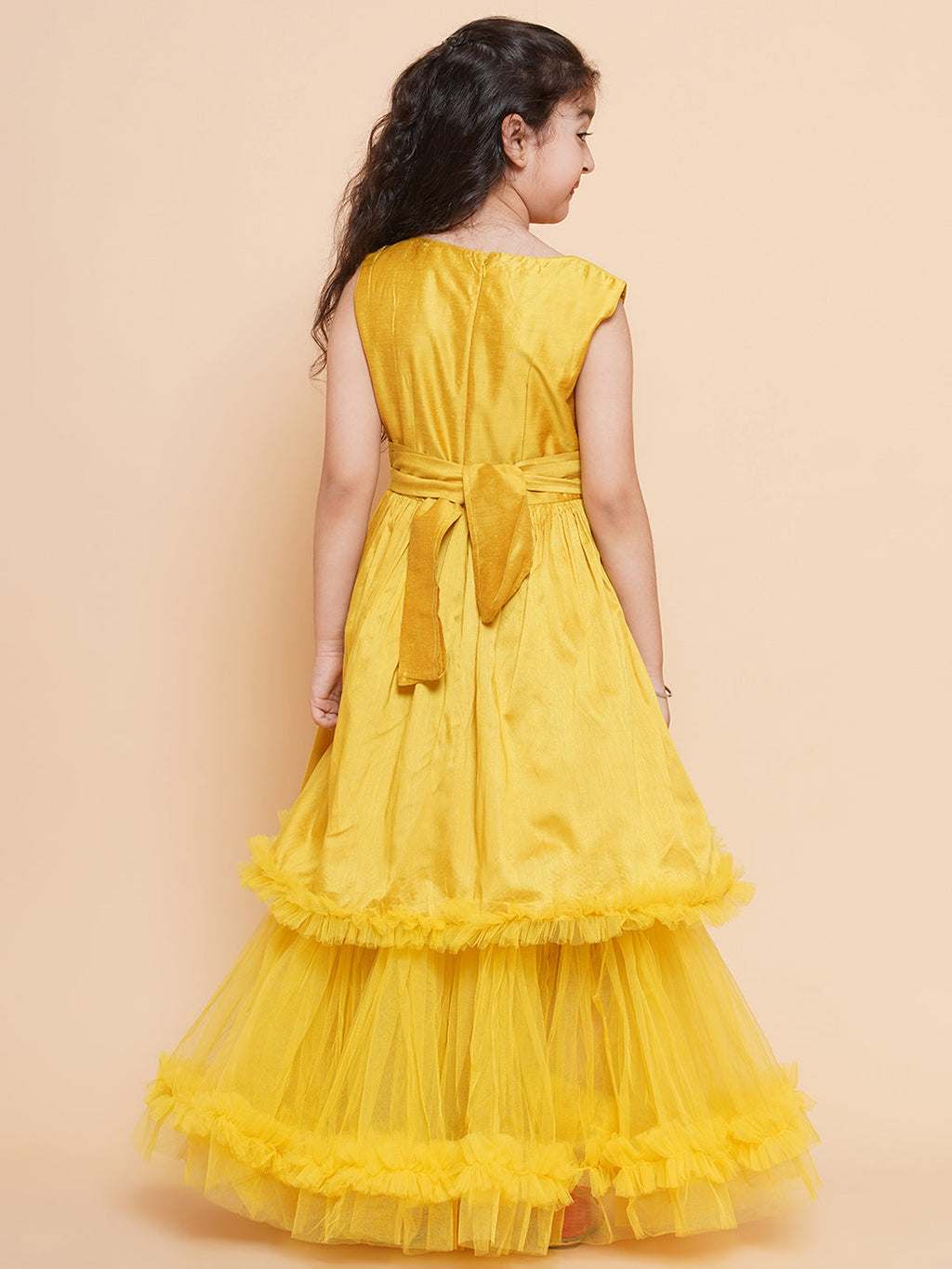 girls yellow sleeveless maxi dress