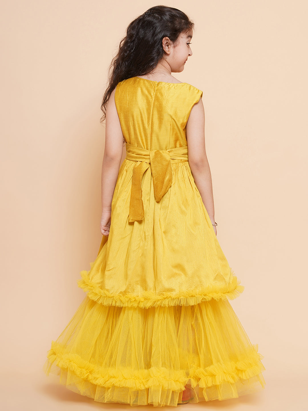 girls yellow sleeveless maxi dress