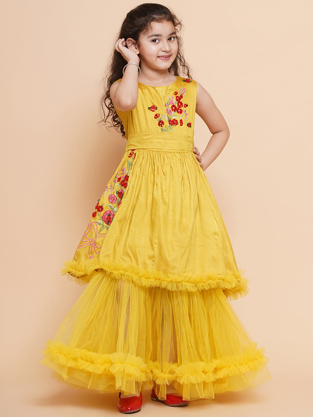 girls yellow sleeveless maxi dress