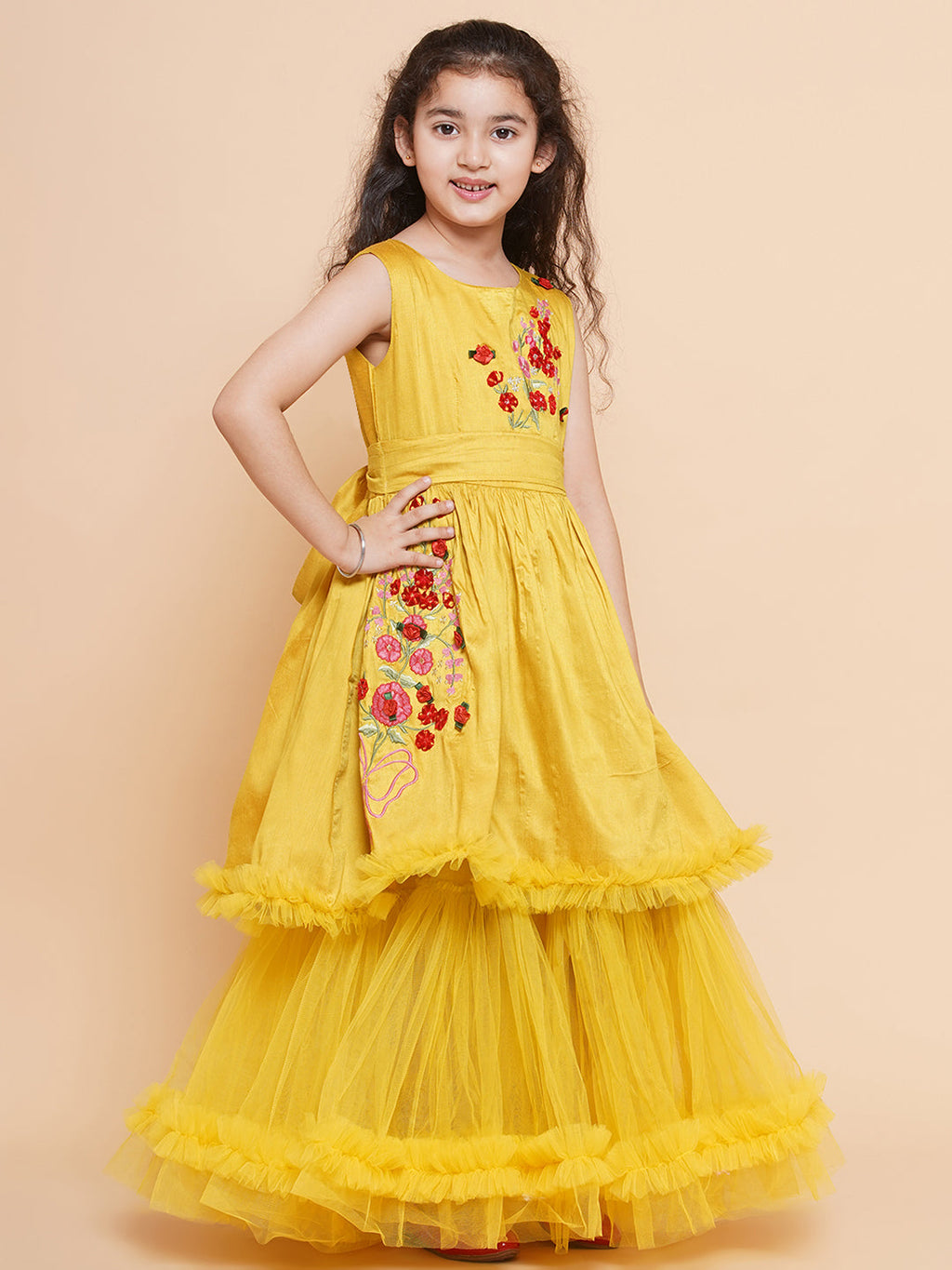 girls yellow sleeveless maxi dress