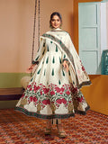 off white floral printed anarkali flared kurta with palazzos dupatta