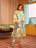 beige multi blue yellow floral printed kurta set