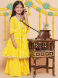 bandhani printed tiered gotta patti pure cotton kurta with sharara