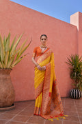 Yellow Paithani Silk Saree With Blouse Piece For Women