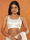 silver tissue sleeveless readymade blouse