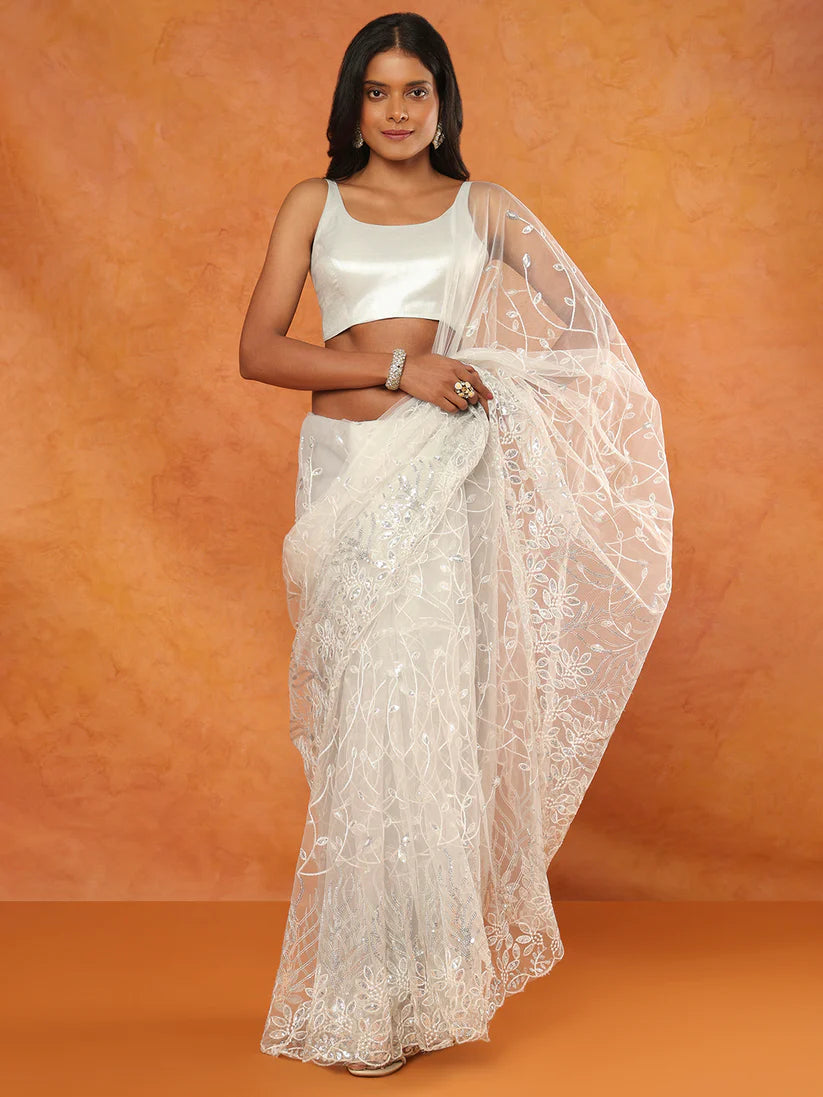 silver tissue sleeveless readymade blouse