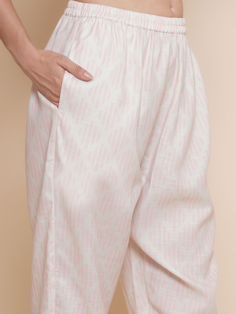 Pink & Multi Print Anarkali Kurta Set