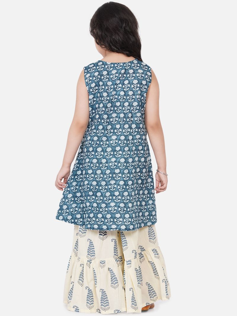 ethnic motifs woven design kurta with sharara dupatta